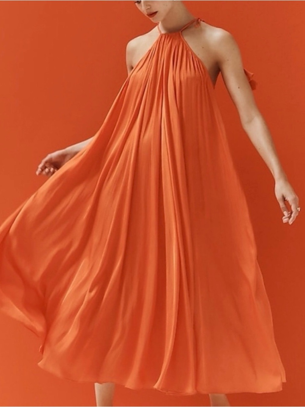 J. Crew Sunshine Orange Halter Maxi Dress
